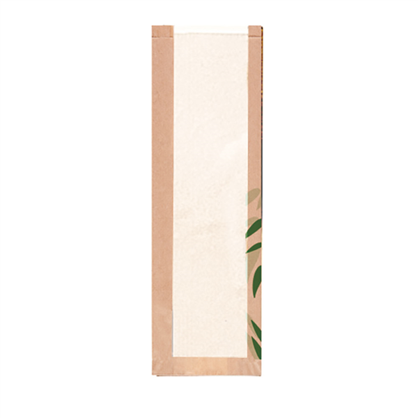 SACHETS PAIN ROND AVEC FENÊTRE ECO "FEEL GREEN" 32 G/M2 14+4x60 CM NATUREL KRAFT (250 UNITÉ) - Garcia de Pou