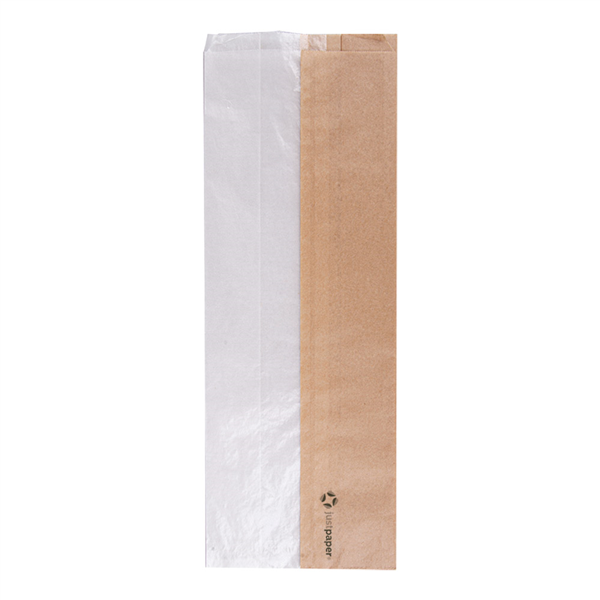 SACHETS POUR SANDWICHES AVEC FENÊTRE ECO "CORNER WINDOW" 40 G/M2 14+8x38 CM NATUREL KRAFT (250 UNITÉ) - Garcia de Pou