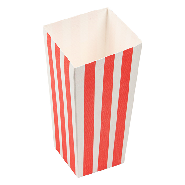 RECIPIENTS POP-CORNS "THEPACK STRIPES" 1 L 6,5x8,7x17,4 CM BLANC CARTON ONDULÉ NANO-MICRO (600 UNITÉ)