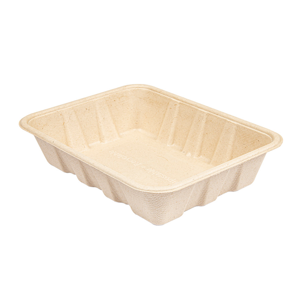 PLATEAUX "BIONIC" 1000 ML 22x16,5x4,7 CM NATUREL BAGASSE (400 UNITÉ) - Garcia de Pou