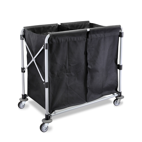 CHARIOT PLIABLE POUR BLANCHISSERIE 2 X 50 L 97x58x86 CM NOIR ACIER (1 UNITÉ) - Garcia de Pou