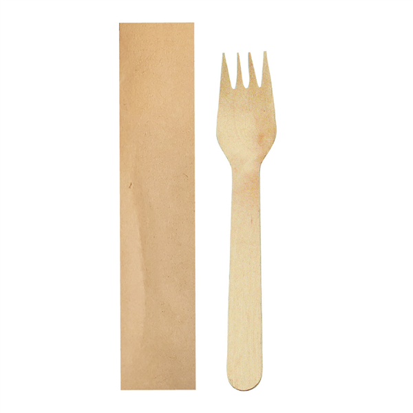 FOURCHETTES SACHET KRAFT "MAKAN"  15,5 CM NATUREL BOIS (100 UNITÉ) - Garcia de Pou