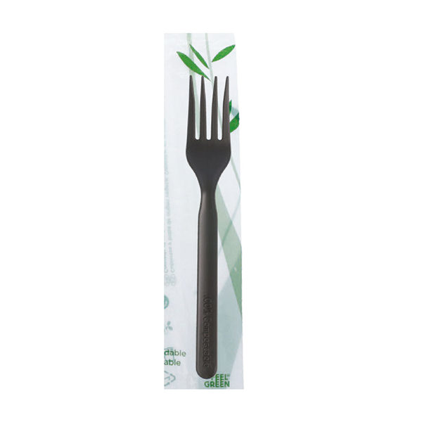 SACHET FOURCHETTE  18 CM NOIR CPLA (500 UNITÉ) - Garcia de Pou