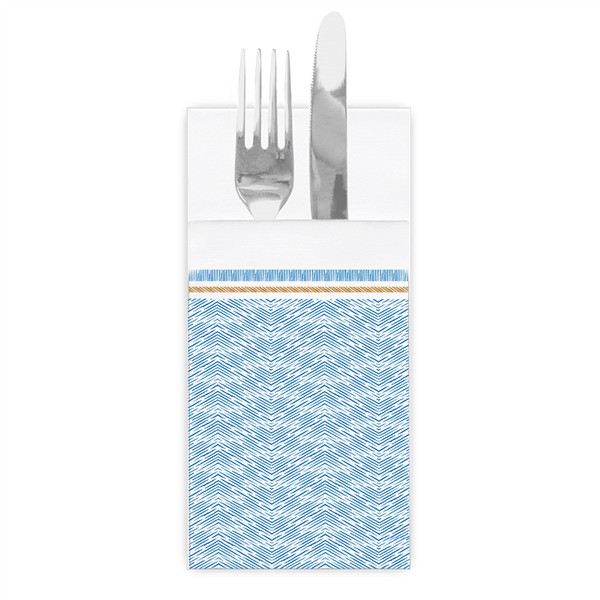 SERVIETTES KANGOUROU "LIKE LINEN - AZUR" 70 G/M2 40x40 CM BLANC/BLEU SPUNLACE (700 UNITÉ) - Garcia de Pou