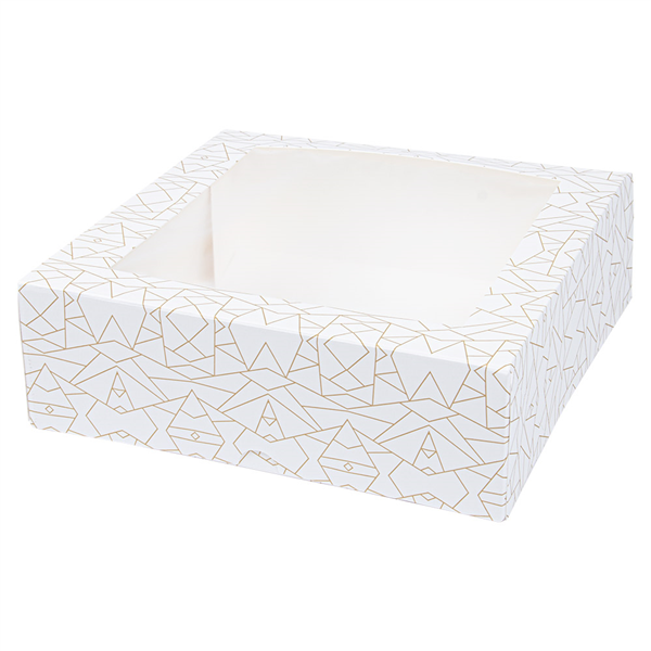 BOÎTES PÂTISSERIES AVEC FENÊTRE "THEPACK" 250 G/M2 + OPP 23x23x7,5 CM BLANC CARTON ONDULÉ NANO-MICRO (200 UNITÉ) - Garcia de Pou