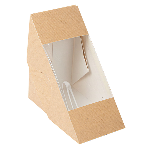 BOÎTES SANDWICH AVEC FENÊTRE - DOBLE "THEPACK" 220 G/M2 + OPP 12,4x12,4x7,5 CM NATUREL CARTON ONDULÉ NANO-MICRO (500 UNITÉ) - Garcia de Pou