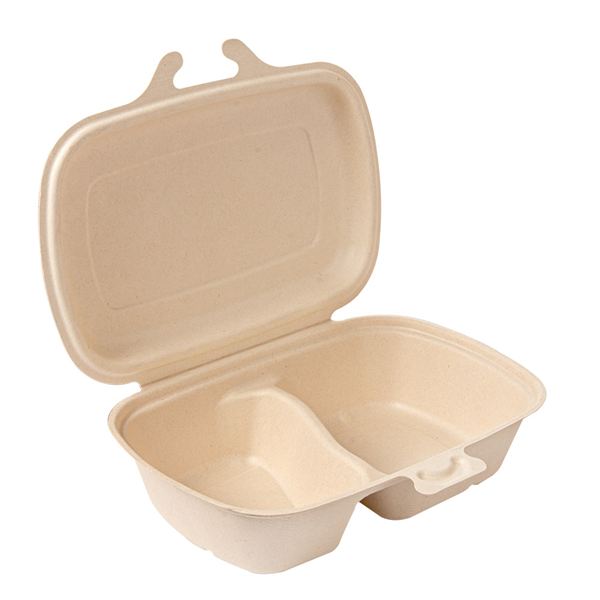 COQUILLES 2 COMPART. "BIONIC" 900 ML 22,4x14x6 CM NATUREL BAGASSE (400 UNITÉ) - Garcia de Pou