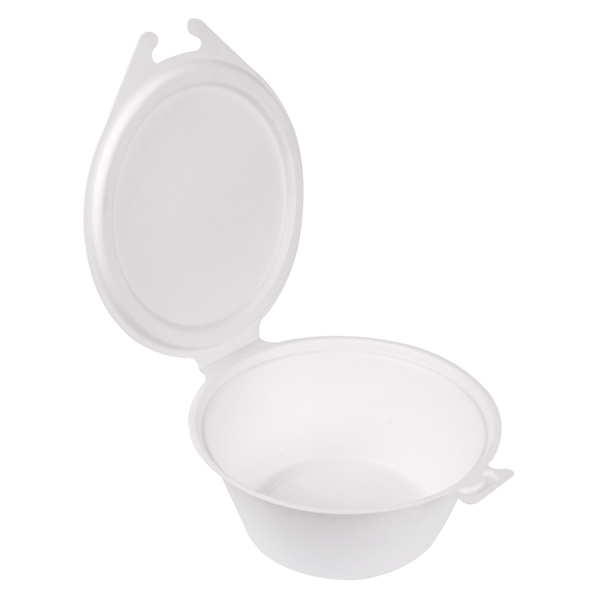 RÉCIPIENTS AVEC CHARNIERE "BIONIC" 1300 ML 20x13,5x8 CM BLANC BAGASSE (300 UNITÉ) - Garcia de Pou