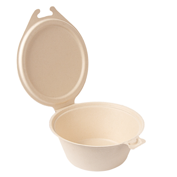 RÉCIPIENTS AVEC CHARNIERE "BIONIC" 1300 ML 20x13,5x8 CM NATUREL BAGASSE (300 UNITÉ) - Garcia de Pou