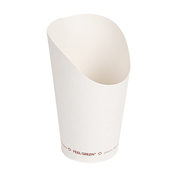 GOBELETS À FRITES OUVERT "PLASTIC FREE" 16 OZ - 480 ML 242 G/M2 Ø8,5x13,5 CM BLANC CARTON (1000 UNITÉ) - Garcia de Pou