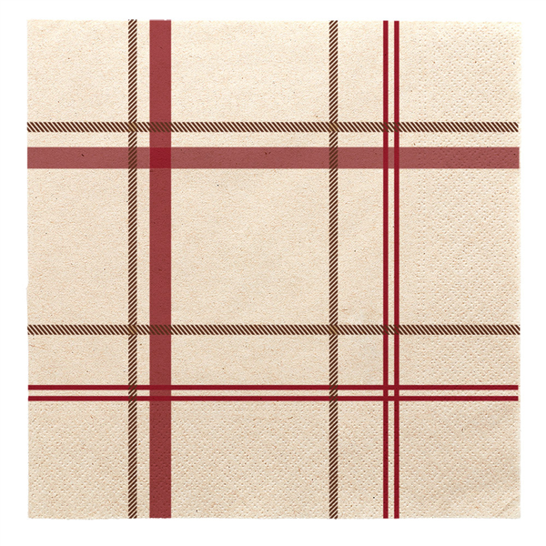 SERVIETTES ECOLABEL 2 PLIS P. 1/4 "TARTAN" 18 G/M2 40x40 CM NATUREL OUATE RECYCLÉE (1600 UNITÉ) - Garcia de Pou