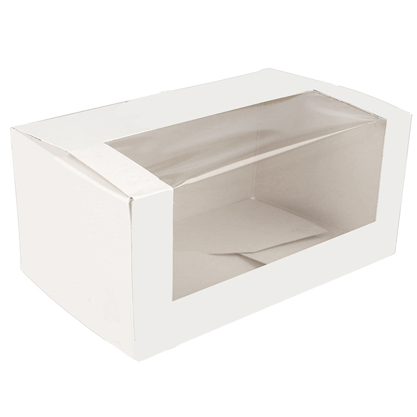 BOÎTES PÂTISSERIES AVEC FENÊTRE "THEPACK" 250 G/M2 + OPP 18x11x8 CM BLANC CARTON ONDULÉ NANO-MICRO (400 UNITÉ) - Garcia de Pou