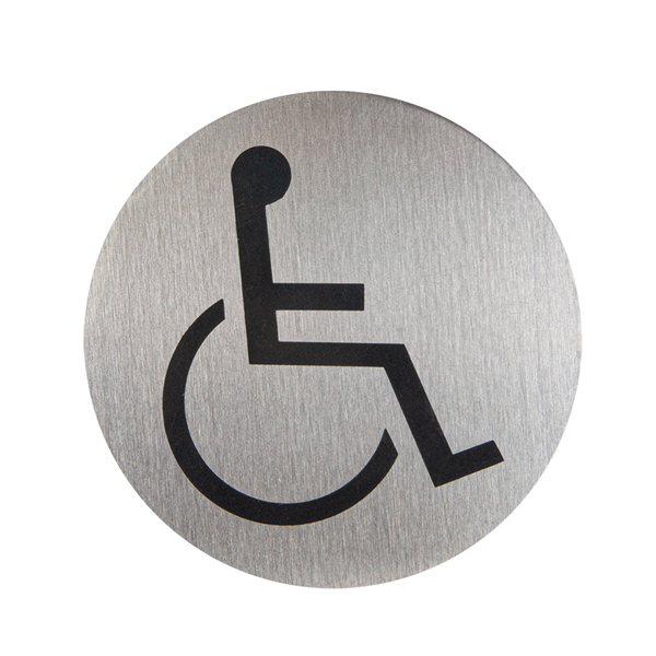 PLAQUE AUTOADHESIVE "ACCESSIBLE"  Ø 7,5 CM ARGENTE INOX (1 UNITÉ) - Garcia de Pou