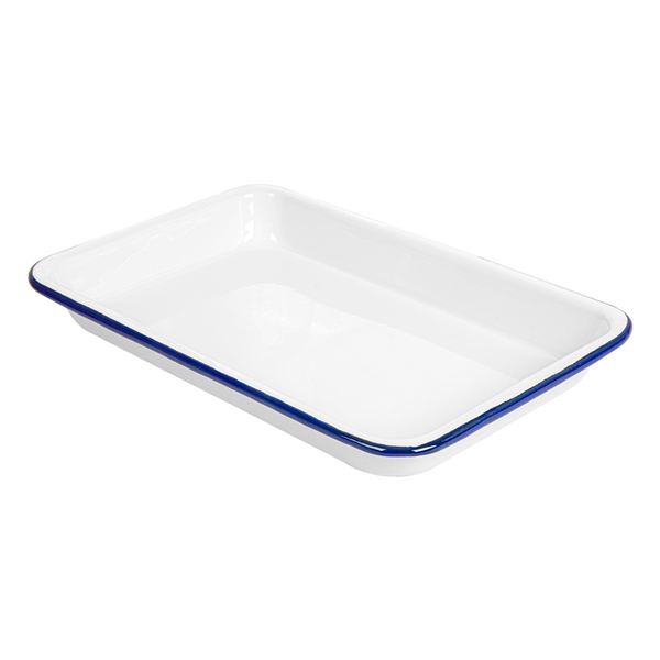 PLATEAUX RECTANGULAIRES "ENAMELWARE"  23x15x2,5 CM BLANC FER ÉMAILLÉ (6 UNITÉ) - Garcia de Pou