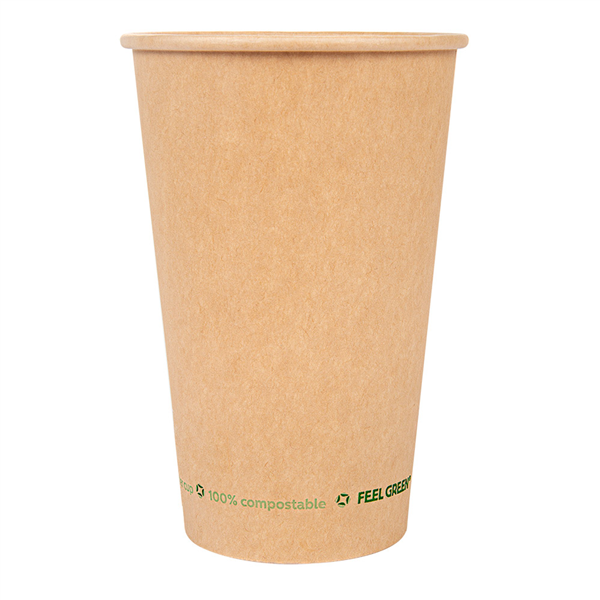 GOBELETS EN PAPIER 1 PAROI "PLASTIC FREE" 660 ML 300 G/M2 Ø9/6x17 CM MARRON CARTON (1000 UNITÉ) - Garcia de Pou