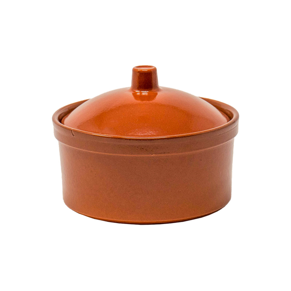 COCOTTE EN FAÏENCE AVEC COUVERCLE 350 ML  Ø 12x6 CM MARRON ROUGEATRE CERAMIQUE (20 UNITÉ) - Garcia de Pou