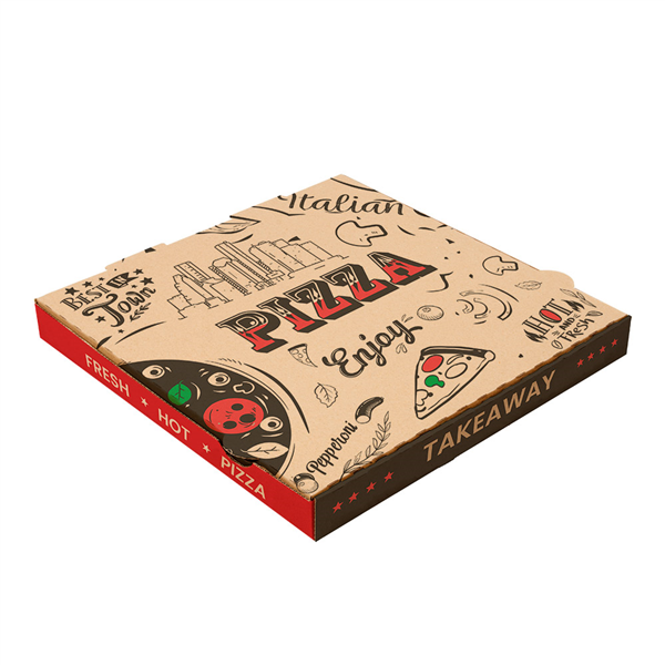 BOÎTES PIZZA "ENJOY PIZZA" "THEPACK" 330 G/M2 32x32x3,8 CM NATUREL CARTON ONDULÉ MICROCANAL (100 UNITÉ) - Garcia de Pou