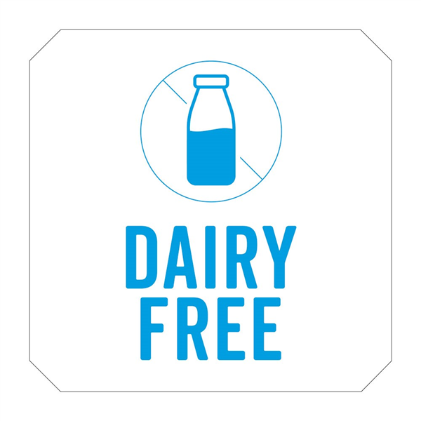 1000 U. ÉTIQUETTES ADHESIVES "DAIRY FREE"  2,5x2,5 CM BLANC ADHESIF (1 UNITÉ)