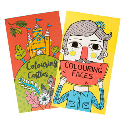 CAHIERS COLORIAGE "ASSORTIES CHÂTEAUX ET VISAGES"  100 G/M2 12,5x22 CM QUADRICHROMIE CELLULOSE (400 UNITÉ)