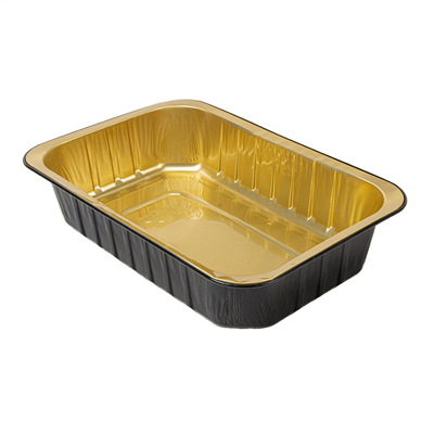 RÉCIPIENTS LAQUÉS 975 ML 21,4x14,2x4,5 CM NOIR/OR ALUMINIUM (50 UNITÉ)