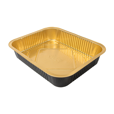 RÉCIPIENTS LAQUÉS 3600 ML 32,2x26,2x6 CM NOIR/OR ALUMINIUM (25 UNITÉ)