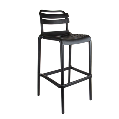TABOURET HAUT AVEC DOSSIER "SUPRA-TEK"  52x51x103 CM NOIR PP (4 UNITÉ)