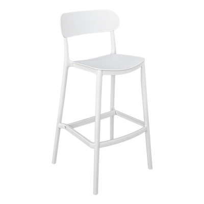 TABOURET HAUT AVEC DOSSIER "SUPRA-TEK"  52x46x102 CM BLANC PP (4 UNITÉ)