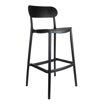 TABOURET HAUT AVEC DOSSIER "SUPRA-TEK"  52x46x102 CM NOIR PP (4 UNITÉ)