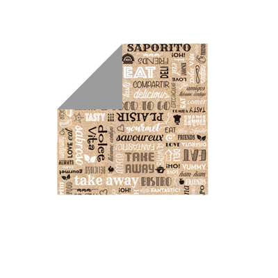 PAPIER INGRAISSABLE BASKET "PAROLE" 40+20 G/M2 31x31 CM MARRON KRAFT + ALUMINIUM (1000 UNITÉ)