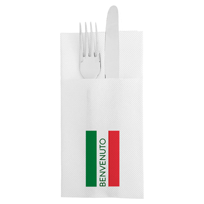 SERVIETTES KANGOUROU "BENVENUTO" "ECOLABEL - DOUBLE POINT" 18 G/M2 39x40 CM BLANC OUATE (1400 UNITÉ)