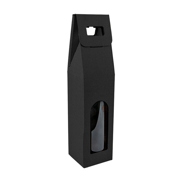 BOÎTES AVEC FENÊTRE 1 BOUTEILLE THEPACK  9x9x38,5 CM NOIR CARTON MICROCANAL (100 UNITÉ)