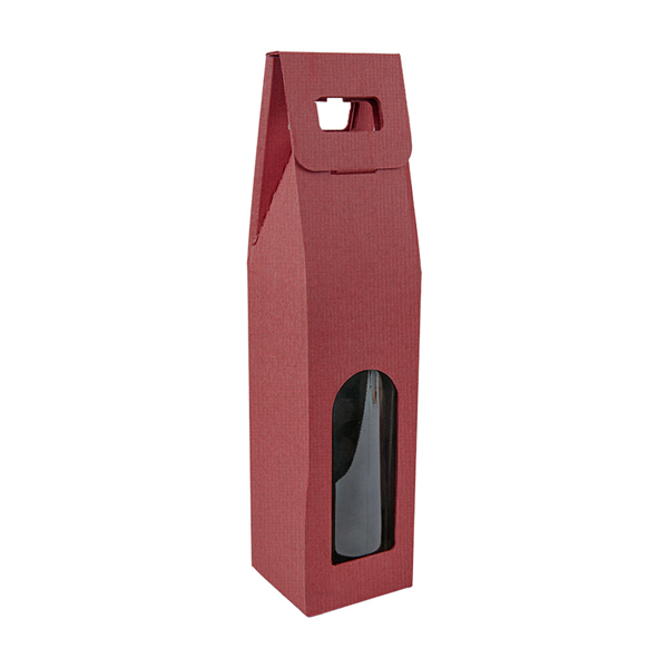 BOÎTES AVEC FENÊTRE 1 BOUTEILLE THEPACK  9x9x38,5 CM BORDEAUX CARTON MICROCANAL (100 UNITÉ)