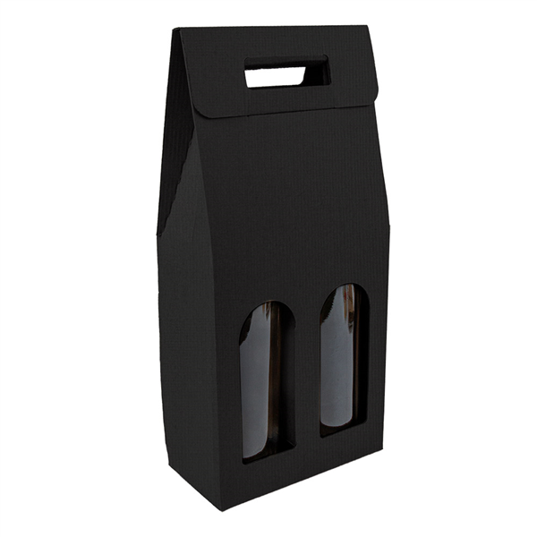 BOÎTES AVEC FENÊTRE 2 BOUTEILLES THEPACK  18x9x38,5 CM NOIR CARTON MICROCANAL (30 UNITÉ)