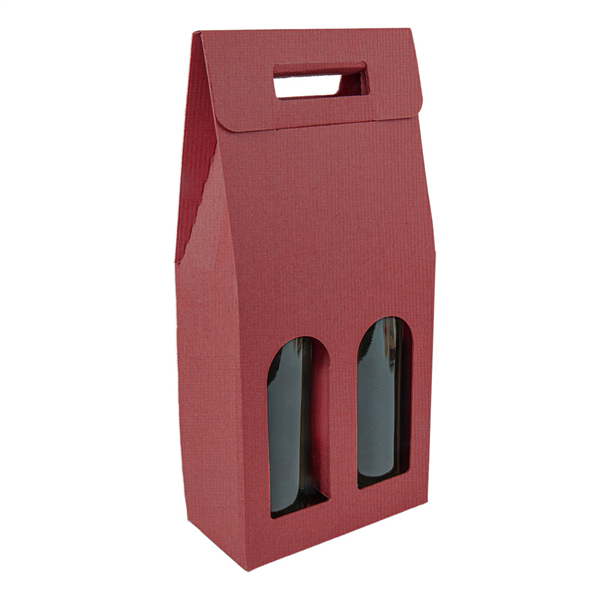 BOÎTES AVEC FENÊTRE 2 BOUTEILLES THEPACK  18x9x38,5 CM BORDEAUX CARTON MICROCANAL (30 UNITÉ)