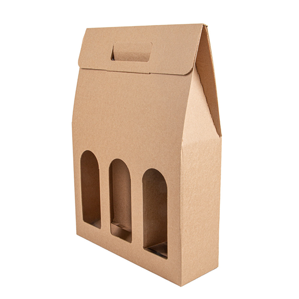 BOÎTES AVEC FENÊTRE 3 BOUTEILLES THEPACK  27x9x38,5 CM NATUREL CARTON MICROCANAL (30 UNITÉ)