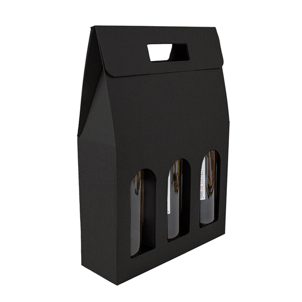 BOÎTES AVEC FENÊTRE 3 BOUTEILLES THEPACK  27x9x38,5 CM NOIR CARTON MICROCANAL (30 UNITÉ)