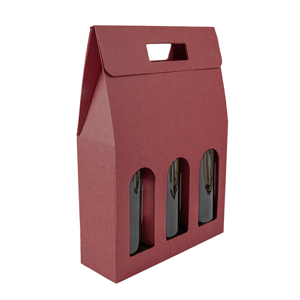 BOÎTES AVEC FENÊTRE 3 BOUTEILLES THEPACK  27x9x38,5 CM BORDEAUX CARTON MICROCANAL (30 UNITÉ)