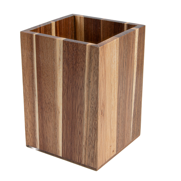 RÉCIPIENT CARRÉ POUR COUVERTS WOOD  11,5x11,5x16 CM NATUREL BOIS (1 UNITÉ)