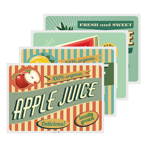 SETS DE TABLE "VINTAGE - JUICES" 70 G/M2 31x43 CM QUADRICHROMIE CELLULOSE (2000 UNITÉ)
