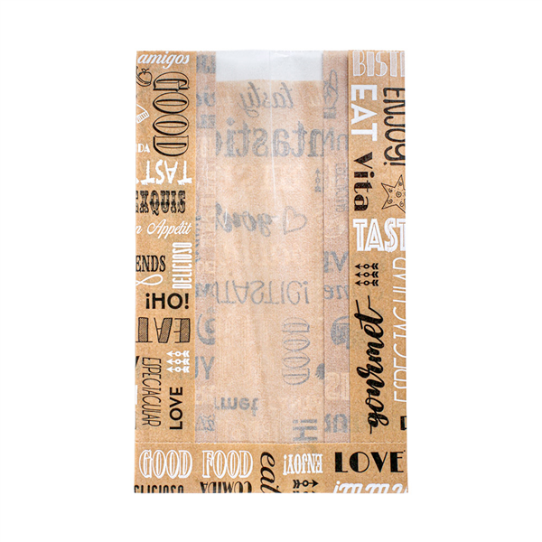 SACHETS AVEC FENÊTRE PFAS FREE "PAROLE - JUST PAPER" 38 G/M2 12+7x18 CM NATUREL PARCH.INGRAISSABLE+PAPIER CRISTAL (250 UNITÉ)