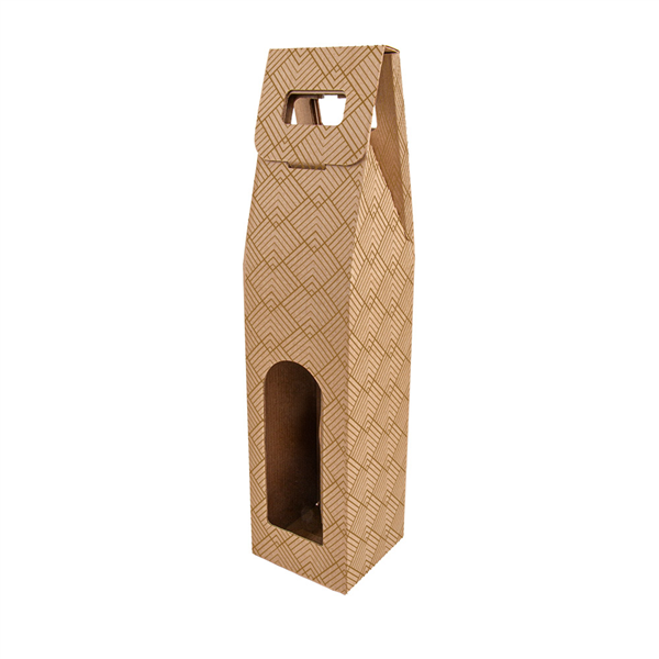 BOÎTES AVEC FENÊTRE 1 BOUTEILLE THEPACK "ÉCLAT"  9x9x38,5 CM NATUREL CARTON MICROCANAL (100 UNITÉ)