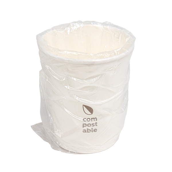 VERRES COMPOSTABLES EMBALLÉS  240 ML 280 G/M2 Ø8/5,6x9,2 CM BLANC CARTON (1000 UNITÉ)