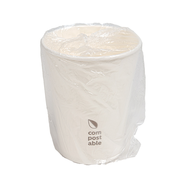 VERRES COMPOSTABLES EMBALLÉS  360 ML 300 G/M2 Ø9/6x11 CM BLANC CARTON (1000 UNITÉ)
