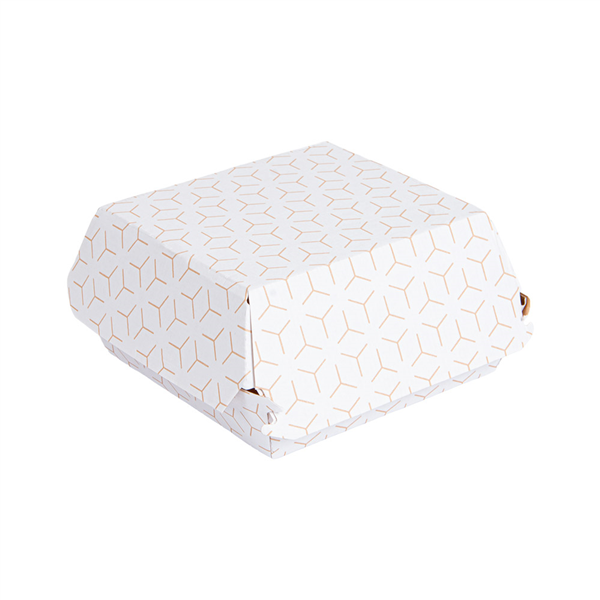 BOÎTES HAMBURGER THEPACK "CUBE"  12,5x12x5,8 CM BLANC/NATUREL CARTON NANO-MICRO (450 UNITÉ)