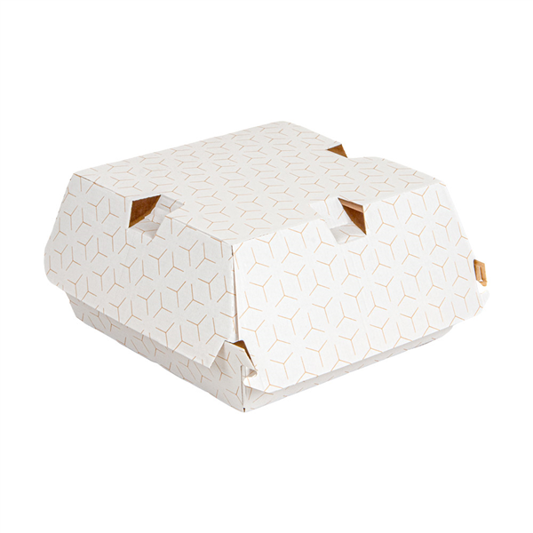 BOÎTES HAMBURGER THEPACK "CUBE"  14,7x14x7 CM BLANC/NATUREL CARTON NANO-MICRO (500 UNITÉ)