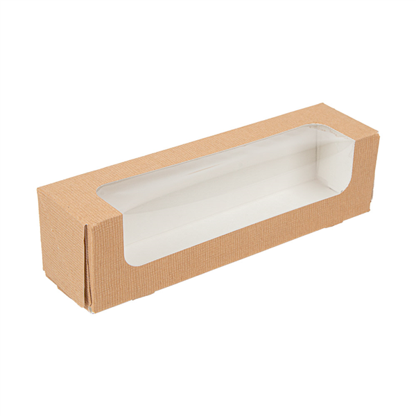 BOÎTES POUR MACARONS AVEC FENÊTRE THEPACK  19x5x5 CM NATUREL CARTON NANO-MICRO + OPP (400 UNITÉ)