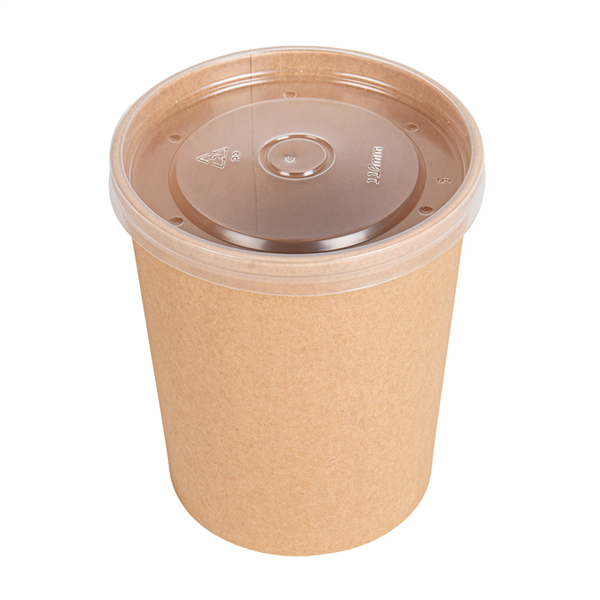 RÉCIPIENTS + COUVERCLES PP  960 ML - 32 oz 330 + 18 PE G/M2 Ø11,7/9x13,5 CM NATUREL KRAFT (250 UNITÉ)
