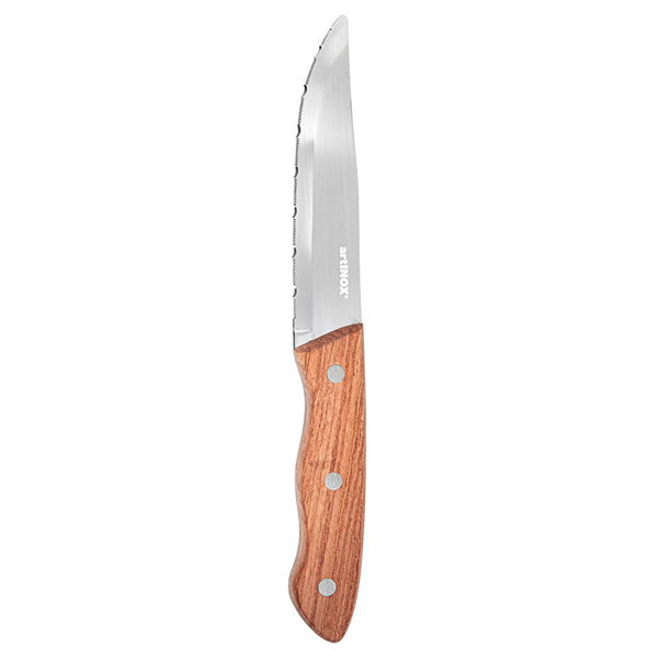 COUTEAUX À VIANDE - MANCHE EN BOIS ARTINOX  24,6 CM ARGENTE INOX (12 UNITÉ)