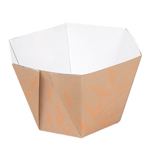 POTS À GLACE HEXAGONAUX THEPACK "FEEL GREEN" 400 ML Ø12/8,5x6,5 CM NATUREL CARTON NANO-MICRO + PP (2000 UNITÉ)