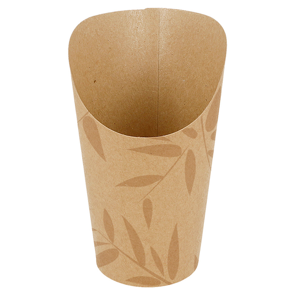 GOBELETS A FRITES OUVERTS FEEL GREEN 16 OZ - 480 ML 250 + 20PE G/M2 Ø8,5x13,5 CM MARRON CARTON (1000 UNITÉ)